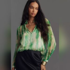 NWT Anthropologie Long Sleeve Silk Blouse